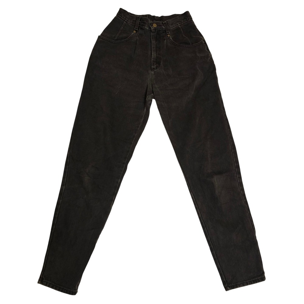 Vintage LL Bean High Waisted Tapered Leg Jeans Faded Black Made in USA Size 6 30